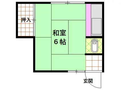 長栄荘(1K/2階)の間取り写真