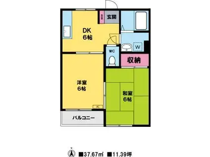 KZ五番館(2DK/1階)の間取り写真