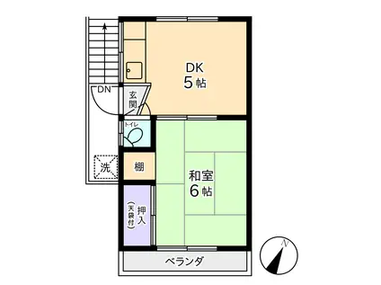 東京メトロ南北線 本駒込駅 徒歩2分 2階建 築65年(1DK/2階)の間取り写真