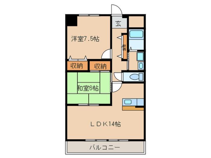 ディアコート井内(2LDK/4階)の間取り写真