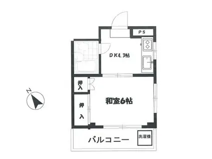 上野第一ビル(1DK/2階)の間取り写真