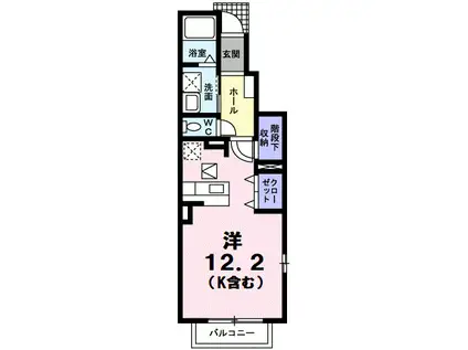 ラ・クラインIII(ワンルーム/1階)の間取り写真