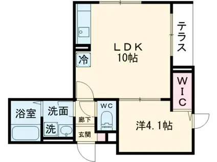 フルリール駒沢(1LDK/1階)の間取り写真