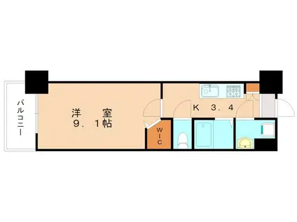 GRAND CHARIOT三萩野 (1K/11階)の間取り写真