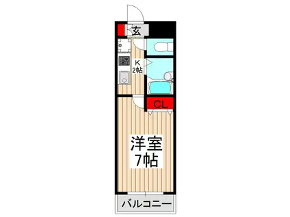 CQレジデンス練馬赤塚(1K/2階)の間取り写真