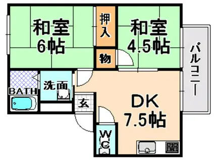 ハイツ長澤(2DK/1階)の間取り写真