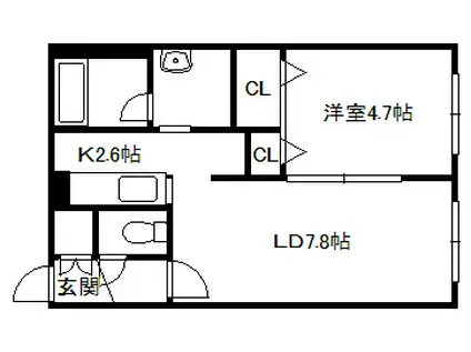 SAKURAコンフォートS(1LDK/4階)の間取り写真
