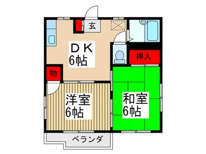 メゾンド寿A(2DK/2階)の間取り写真