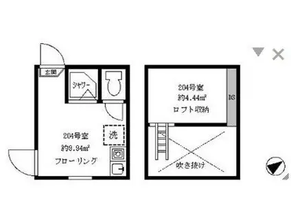 フェリスメリー(ワンルーム/2階)の間取り写真