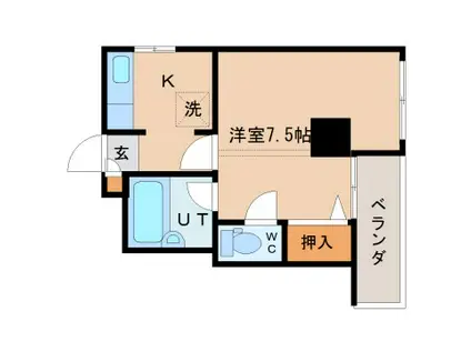 サークルパレス元町(1K/4階)の間取り写真