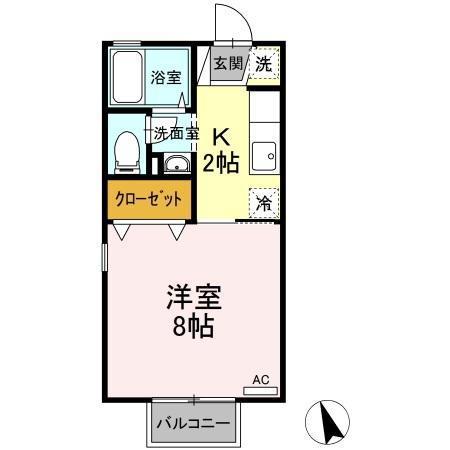 サンピア・K A棟B棟(1K/1階)の間取り写真