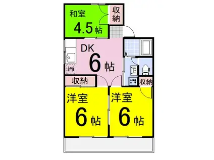 メゾンこすもすB棟(3DK/1階)の間取り写真