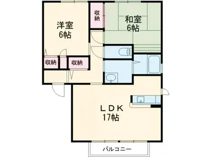 ディアスM A(2LDK/2階)の間取り写真