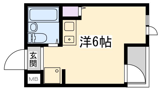 Kフラッツ(ワンルーム/2階)の間取り写真
