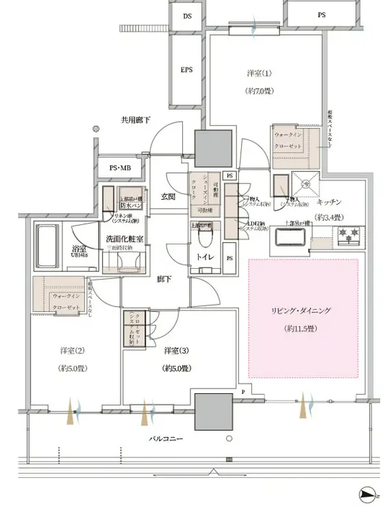 プラウドタワー川口クロス 26階階 間取り