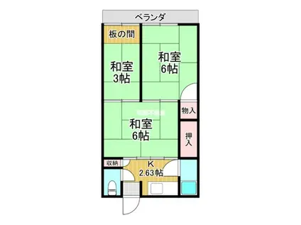 新興荘アパート(3K/2階)の間取り写真