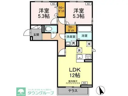 カサヴェール(2LDK/2階)の間取り写真