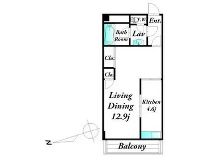 パークサイド浦里(1K/3階)の間取り写真