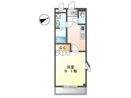 フォレストハウス(1K/1階)の間取り写真