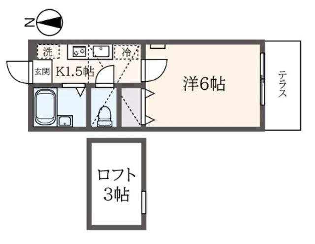プランドル横浜(1K/2階)の間取り写真