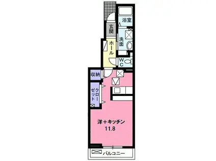 ウィステリア一佳II(ワンルーム/1階)の間取り写真