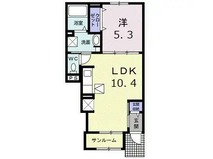 アバンツァート 4番館(1LDK/1階)の間取り写真