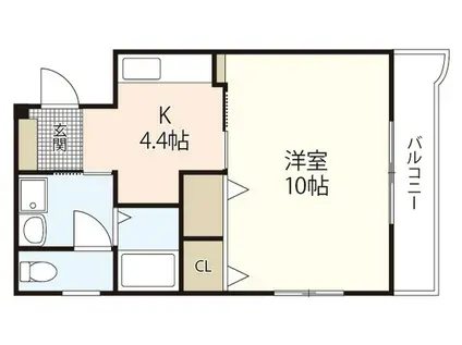 エルグランドーセ(1DK/1階)の間取り写真