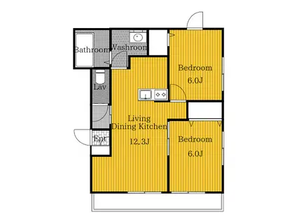 コンフォート秋葉(2LDK/2階)の間取り写真