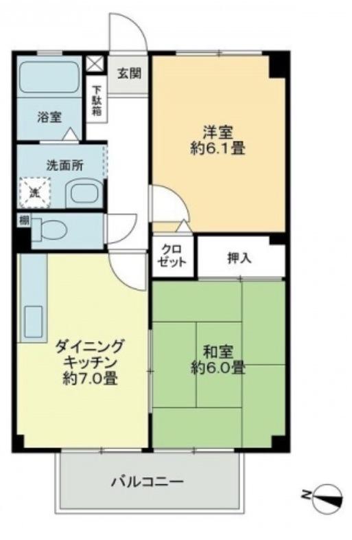 フォブール綾歌(2DK/2階)の間取り写真