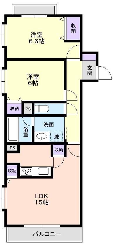 クラーロ・ティエラ(2LDK/3階)の間取り写真