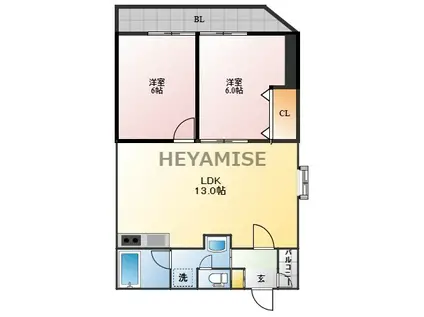 パークシティ諏訪(2LDK/4階)の間取り写真