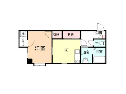 グランデ大山(1K/4階)の間取り写真