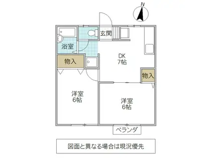 ファミーユK(2DK/2階)の間取り写真