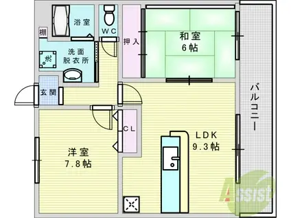 ソレーユ関西(2LDK/2階)の間取り写真