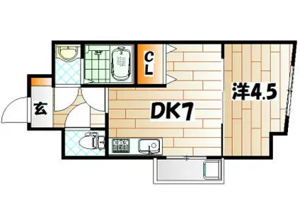 リッツ霧ヶ丘(1DK/8階)の間取り写真