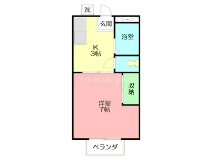 ハイツ萩原(1K/2階)の間取り写真