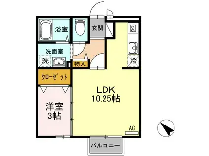 プランドール(1LDK/2階)の間取り写真