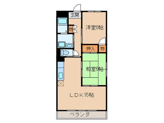 ドミール栄(2LDK/4階)の間取り写真