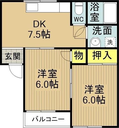 池田ハイツ88(2DK/2階)の間取り写真