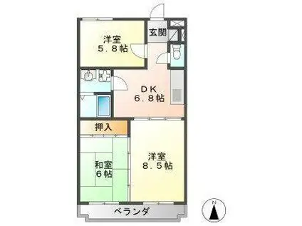 BELL PALACE(3DK/1階)の間取り写真