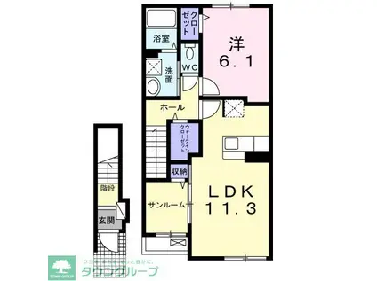 ディーセントI(1LDK/2階)の間取り写真