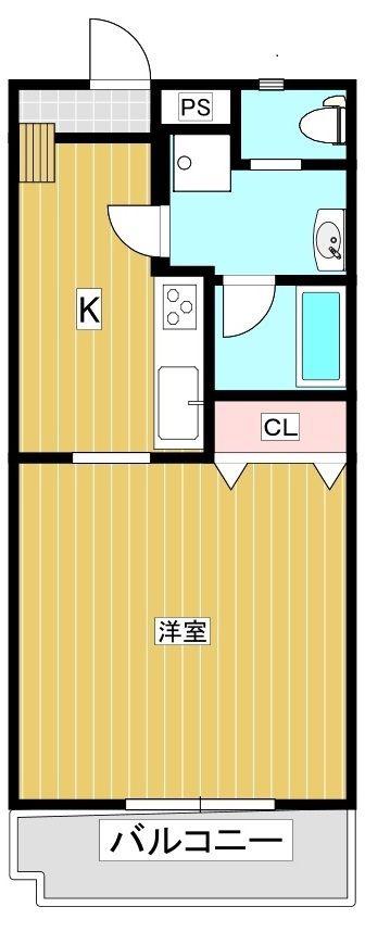 メープルコートI(1K/2階)の間取り写真