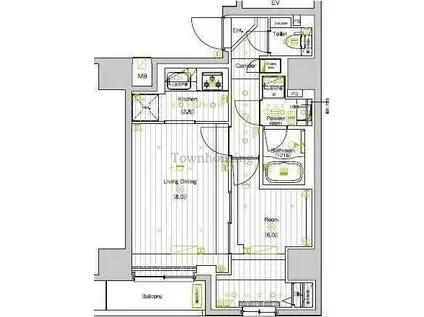 PREMIUM CUBE 両国DEUX(1LDK/4階)の間取り写真