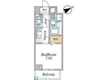 スカイグランデ船橋(1K/2階)の間取り写真