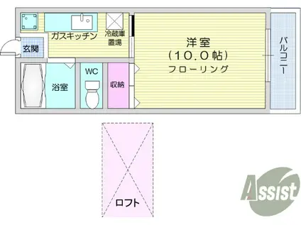 ひまわり(1K/1階)の間取り写真