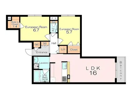 SHAMAISON KIRSCHE(2LDK/2階)の間取り写真