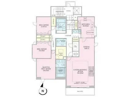 パシフィックハウス麻布台(3LDK/2階)の間取り写真