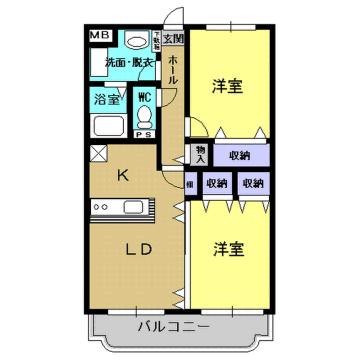Y&Mアン・シャーリーB(2LDK/1階)の間取り写真