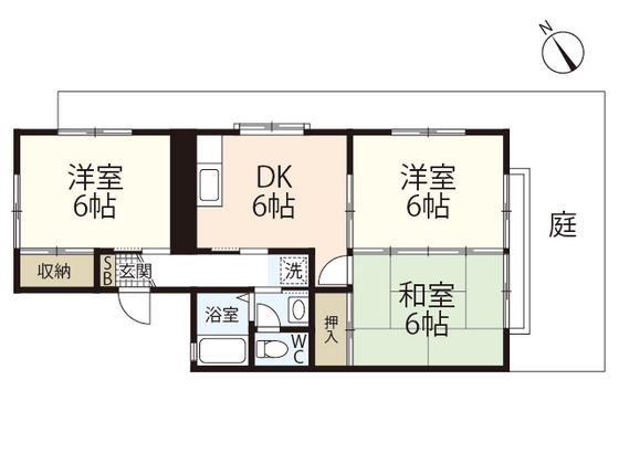 クレスト古江(3DK/1階)の間取り写真