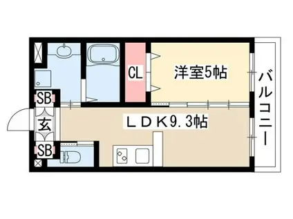 地下鉄名城線 矢場町駅 徒歩7分 11階建 築16年(1LDK/11階)の間取り写真